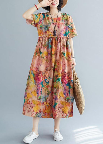 Diy O Neck Cinched Summer Outfit Fabrics Loose Dress