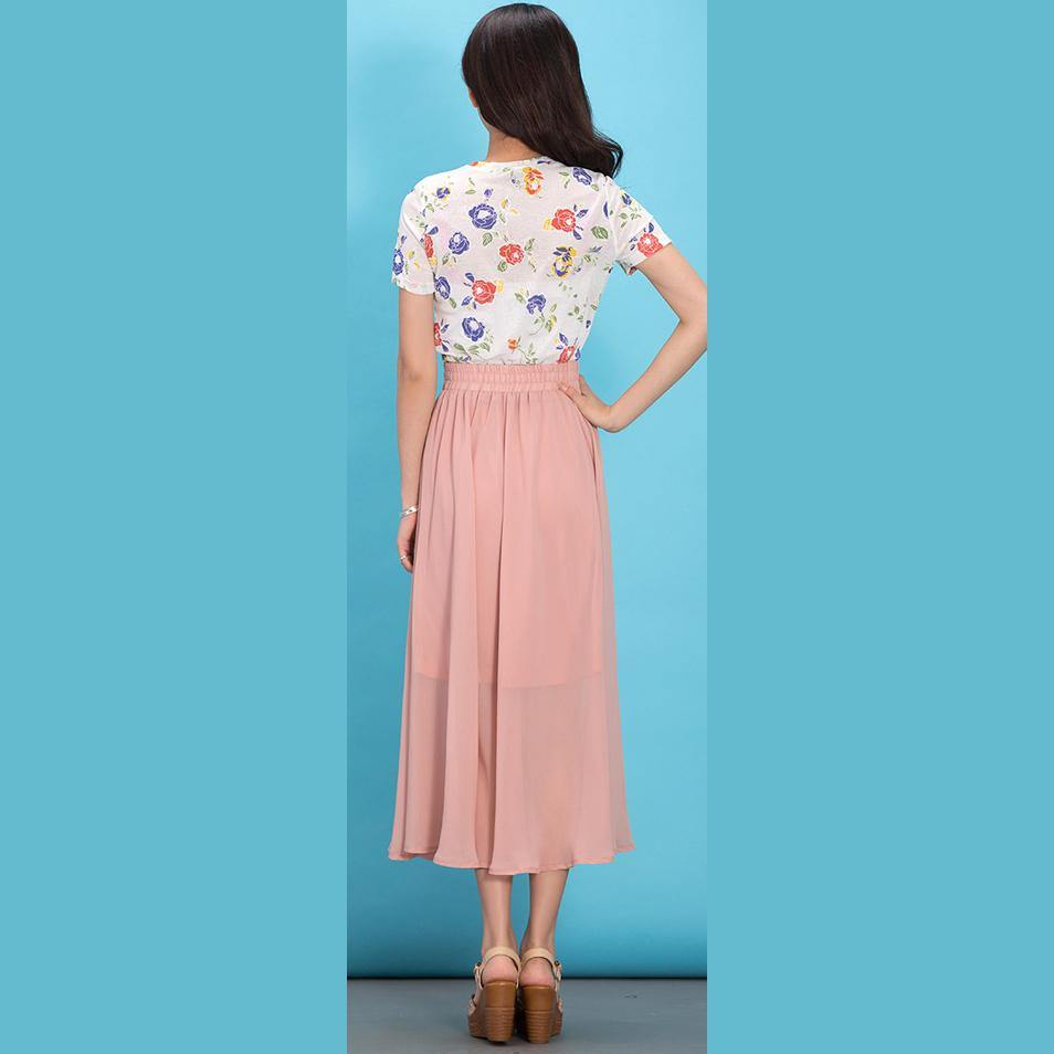 Diy Pink Elastic Waist Chiffon Clothes Big Hem Traveling Summer Dresses