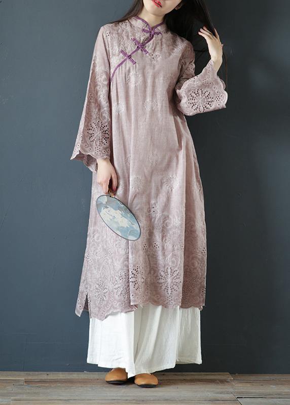Diy Purple Cotton Clothes for Stand Collar Butterfly Sleeve Traveling Summer Dresses