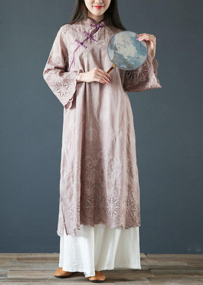 Diy Purple Cotton Clothes for Stand Collar Butterfly Sleeve Traveling Summer Dresses