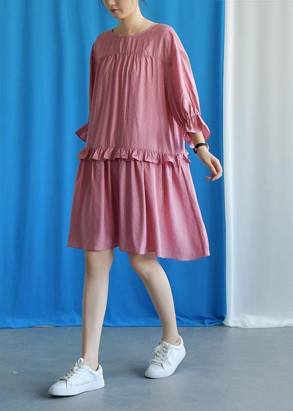 Diy Ruffles Collar Cotton Clothes Outfits Pink Dresses Fall