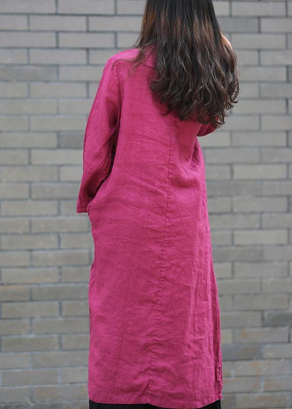 Diy Stand Collar Side Open Tunics Work Purple Maxi Dress