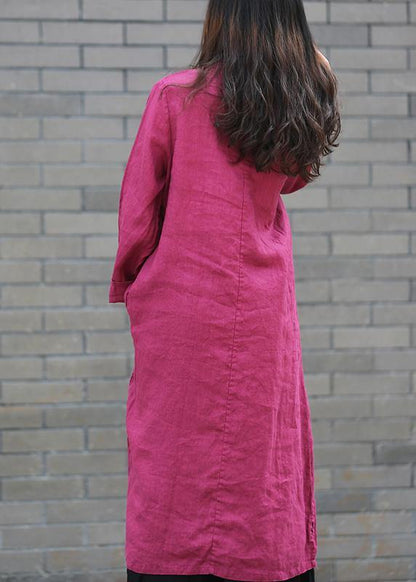Diy Stand Collar Side Open Tunics Work Purple Maxi Dress