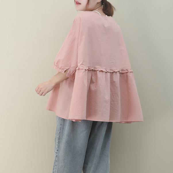 Diy V Neck Cinched Cotton Summer Tops Pink Tops