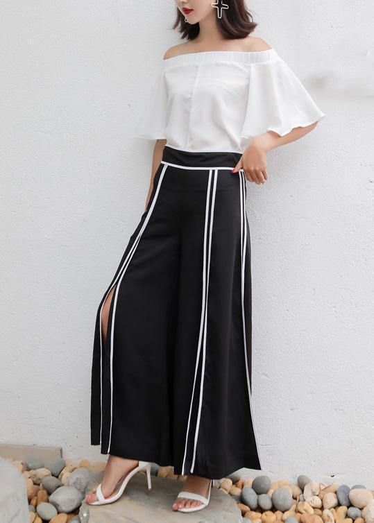 Diy White Chiffon Long Shirts Slash Neck Off the Shoulder Daily Summer Tops