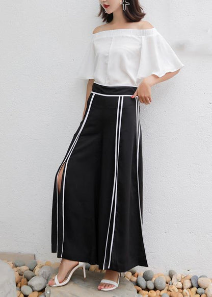 Diy White Chiffon Long Shirts Slash Neck Off the Shoulder Daily Summer Tops