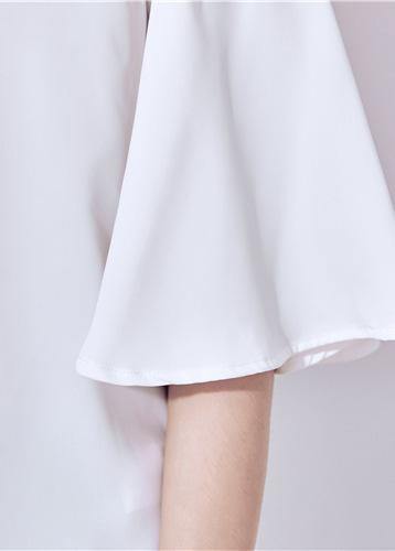 Diy White Chiffon Long Shirts Slash Neck Off the Shoulder Daily Summer Tops