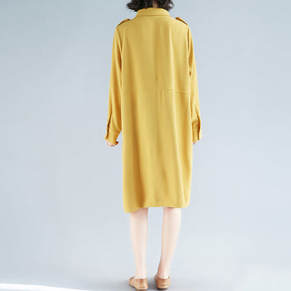 Diy Yellow Cotton Wardrobes Mom Tutorials Lapel Collar Short Dress