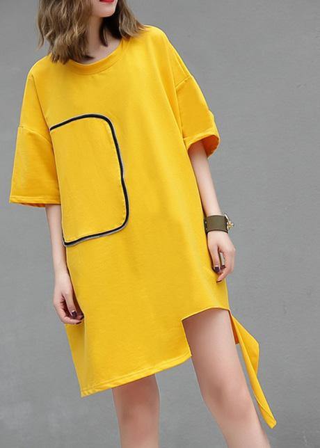 Diy Yellow Cotton Clothes for O Neck Midi Summer Blouses