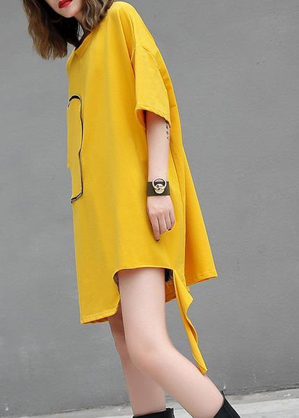 Diy Yellow Cotton Clothes for O Neck Midi Summer Blouses
