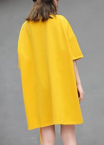 Diy Yellow Cotton Clothes for O Neck Midi Summer Blouses