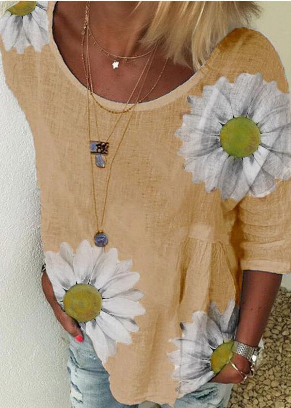 Daisy Print T Shirt Tops Outfits