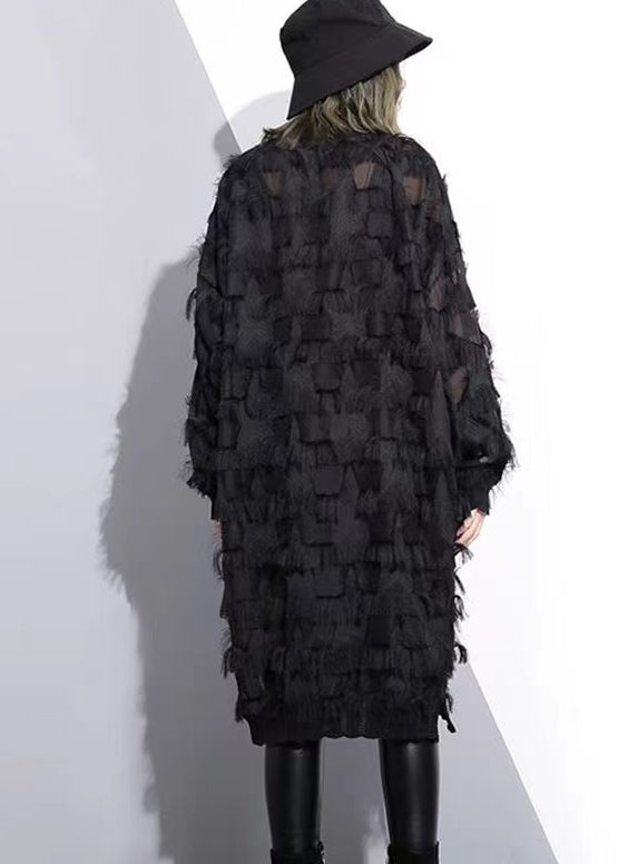 Black Lace Dresses Oversized Lace Gown Tassel Dresses