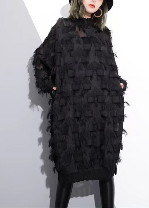 Black Lace Dresses Oversized Lace Gown Tassel Dresses
