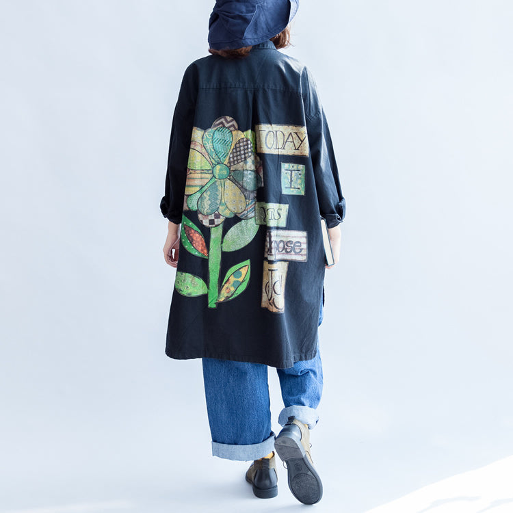 Days With Rose Black Oversized Cotton Shirt Dresses Long Cotton Shift Dress Clothing