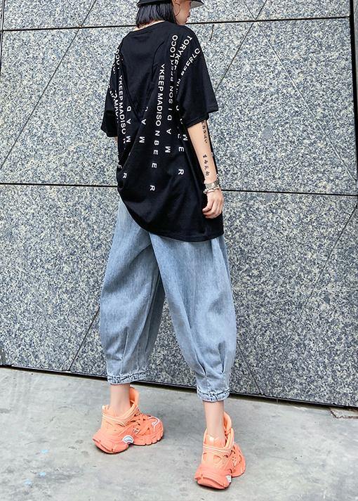 Denim Blue Pants Thin Section High Waist Nine Points Lantern Harem Pants
