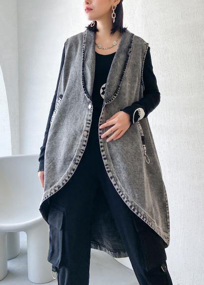 Denim Vest Vest Jacket Loose Mid-length Waistband Outer Wear