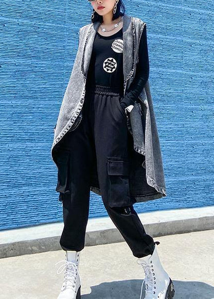 Denim Vest Vest Jacket Loose Mid-length Waistband Outer Wear
