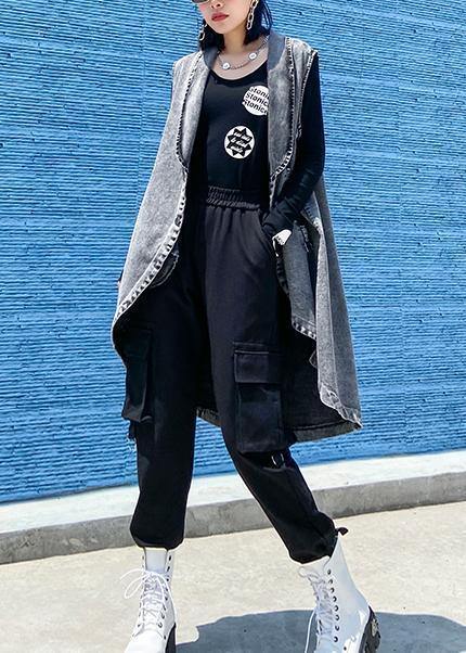 Denim Vest Vest Jacket Loose Mid-length Waistband Outer Wear