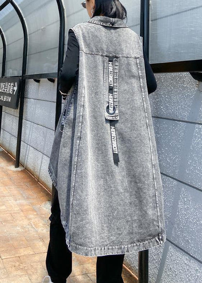 Denim Vest Vest Jacket Loose Mid-length Waistband Outer Wear