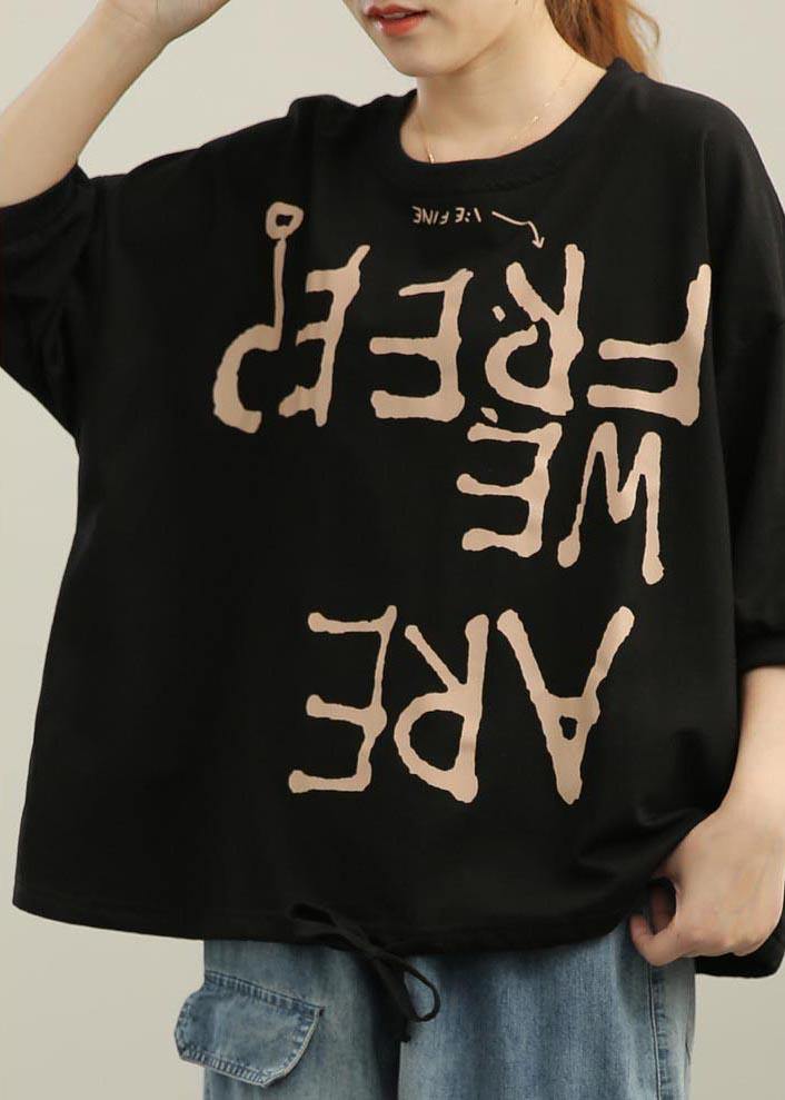 Diy Black Drawstring Cotton Top Summer