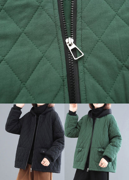 Diy Black Hooded Patchwork Fine Cotton Filled Parka Winter