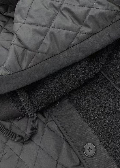 Diy Black Hooded Patchwork Thick Teddy Faux Fur Coats in Winter