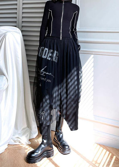 Diy Black Patchwork Letter Pants
