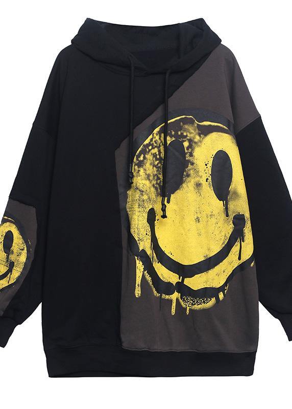 Diy Hooded Patchwork Spring Clothes For Women Shirts Gray Print Tops
