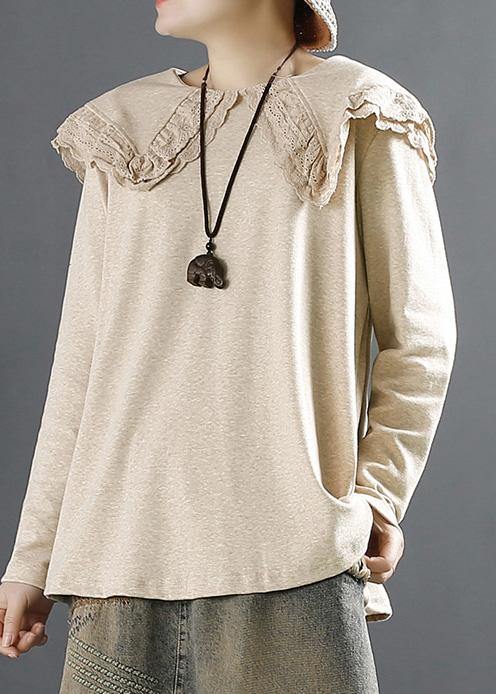 Diy Khaki For Women Peter Pan Collar Tops