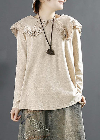 Diy Khaki For Women Peter Pan Collar Tops