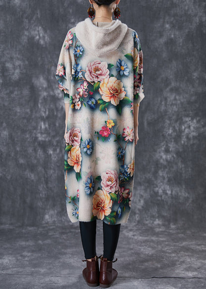 Diy Khaki Hooded Mink Velvet Knitted Mid Dress Winter