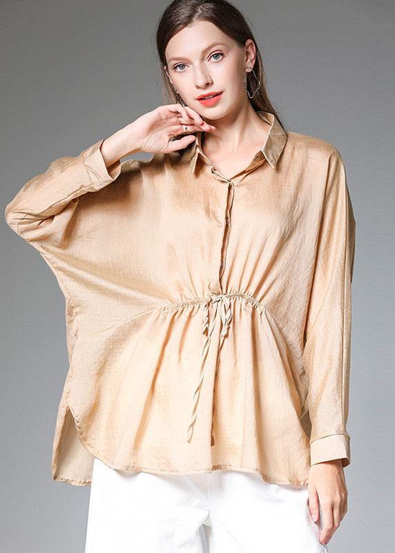 Diy Khaki Peterpan Collar Button Fall Shirt Tops