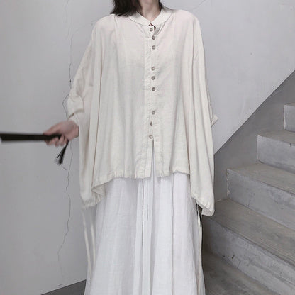 Diy Stand Collar Batwing Sleeve Tops Women Blouses Tutorials Nude Blouses