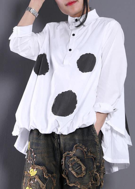 Diy White Flower Blouses for Asymmetric Shirt