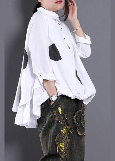 Diy White Flower Blouses for Asymmetric Shirt