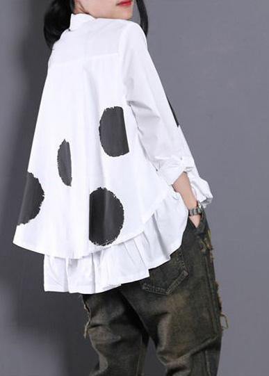 Diy White Flower Blouses for Asymmetric Shirt