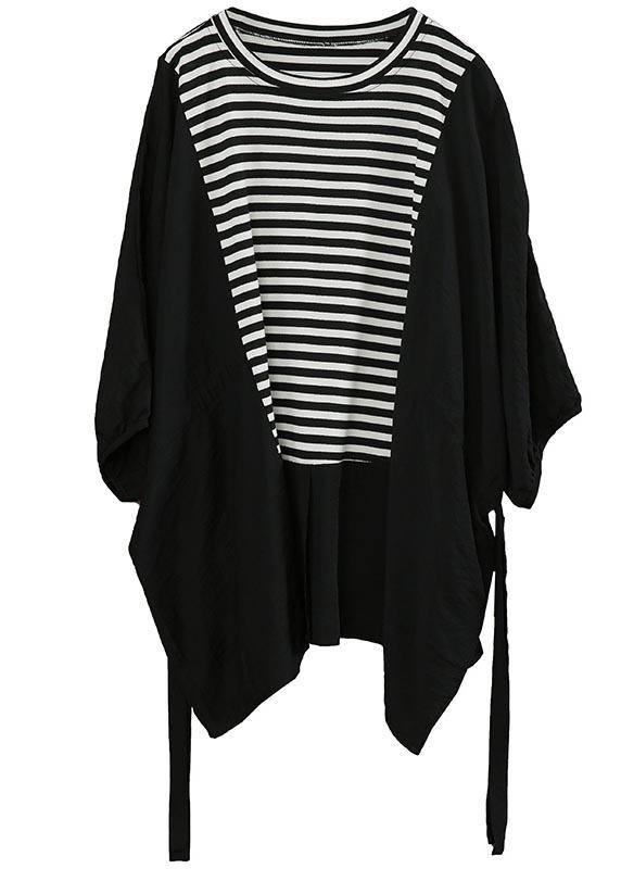 Diy White Patchwork Striped Tie Waist Cotton Summer Top