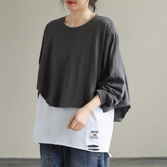 Diy White cotton Tunic Top Patchwork tunic Ripped Hem  tops