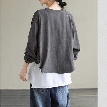 Diy White cotton Tunic Top Patchwork tunic Ripped Hem  tops