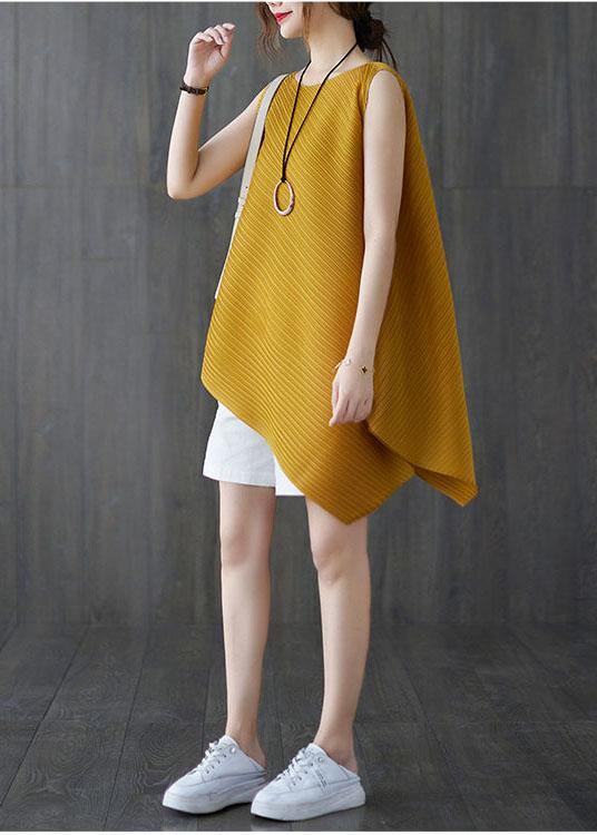 Diy Yellow Asymmetrical Design Blouses Summer