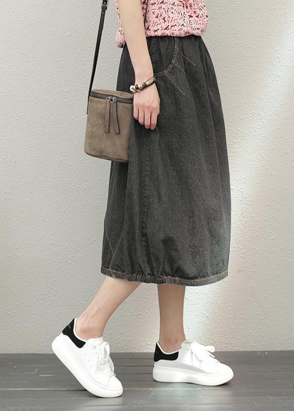 Elastic Waist Mid-length Half-length Denim Skirt Loose Loose Wild A-line Skirt