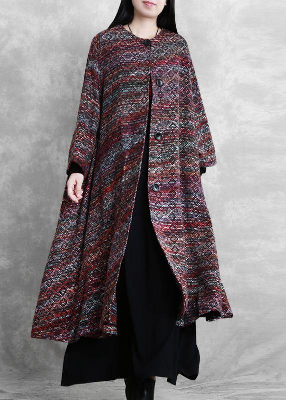 Trench Outwear O Neck Woolen Coat