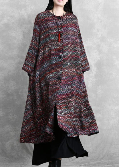 Trench Outwear O Neck Woolen Coat
