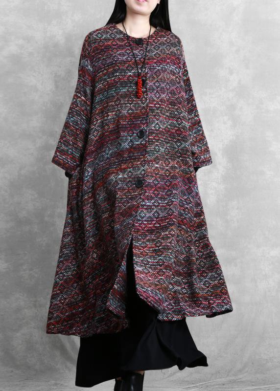 Trench Outwear O Neck Woolen Coat