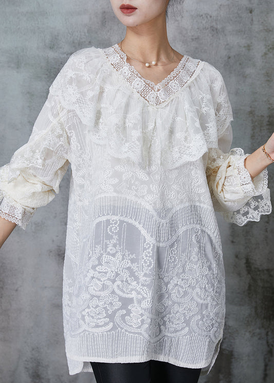 Apricot Embroidered Lace Dress Spring