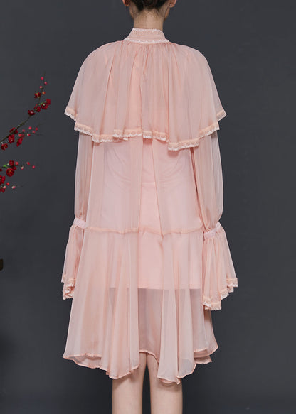 Apricot Ruffles Chiffon Holiday Dress Spring