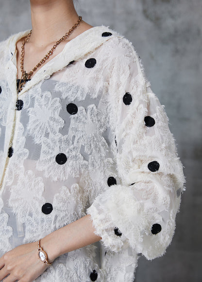 Apricot Tasseled Embroidered Spandex Hooded Jackets Fall