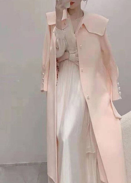 Apricot V Neck Tie Waist Chiffon Long Dress Spring
