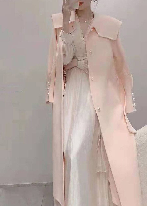 Apricot V Neck Tie Waist Chiffon Long Dress Spring
